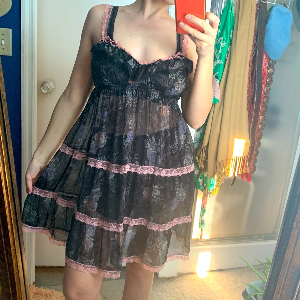 Victorias Secret Angels Black Sheer babydoll dress
